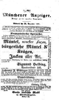 Münchener Anzeiger (Münchner neueste Nachrichten) Mittwoch 26. Dezember 1860