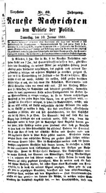 Neueste Nachrichten aus dem Gebiete der Politik (Münchner neueste Nachrichten) Donnerstag 10. Januar 1861