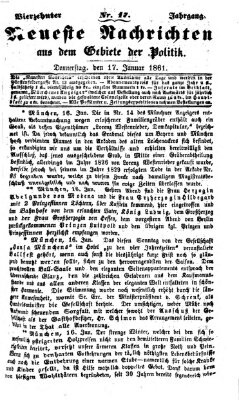 Neueste Nachrichten aus dem Gebiete der Politik (Münchner neueste Nachrichten) Donnerstag 17. Januar 1861