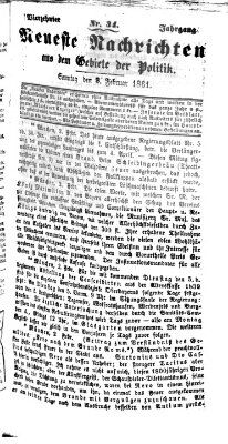 Neueste Nachrichten aus dem Gebiete der Politik (Münchner neueste Nachrichten) Sonntag 3. Februar 1861