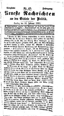 Neueste Nachrichten aus dem Gebiete der Politik (Münchner neueste Nachrichten) Samstag 16. Februar 1861