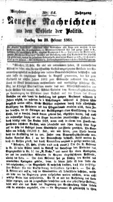 Neueste Nachrichten aus dem Gebiete der Politik (Münchner neueste Nachrichten) Samstag 23. Februar 1861