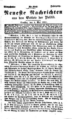 Neueste Nachrichten aus dem Gebiete der Politik (Münchner neueste Nachrichten) Samstag 4. Mai 1861