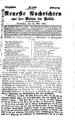 Neueste Nachrichten aus dem Gebiete der Politik (Münchner neueste Nachrichten) Donnerstag 16. Mai 1861