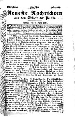 Neueste Nachrichten aus dem Gebiete der Politik (Münchner neueste Nachrichten) Freitag 7. Juni 1861