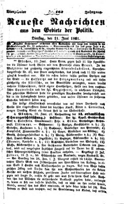 Neueste Nachrichten aus dem Gebiete der Politik (Münchner neueste Nachrichten) Dienstag 11. Juni 1861