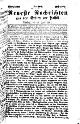 Neueste Nachrichten aus dem Gebiete der Politik (Münchner neueste Nachrichten) Dienstag 18. Juni 1861