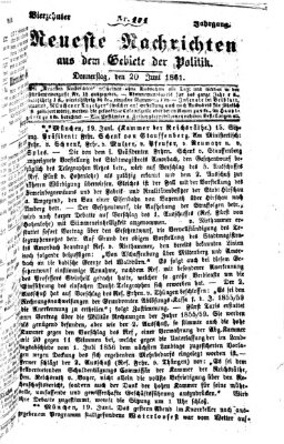 Neueste Nachrichten aus dem Gebiete der Politik (Münchner neueste Nachrichten) Donnerstag 20. Juni 1861