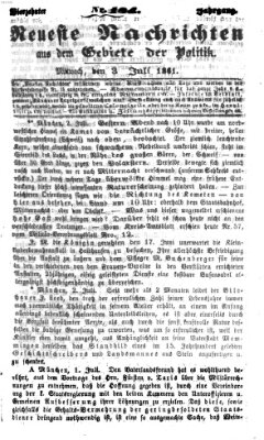 Neueste Nachrichten aus dem Gebiete der Politik (Münchner neueste Nachrichten) Mittwoch 3. Juli 1861