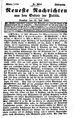 Neueste Nachrichten aus dem Gebiete der Politik (Münchner neueste Nachrichten) Samstag 20. Juli 1861