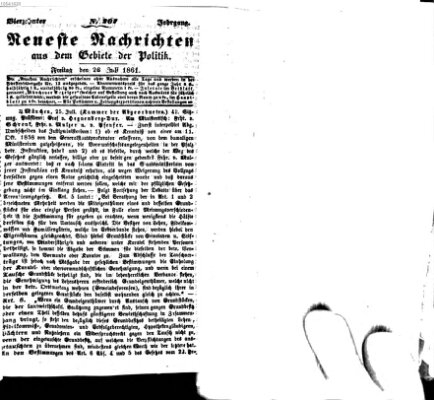 Neueste Nachrichten aus dem Gebiete der Politik (Münchner neueste Nachrichten) Freitag 26. Juli 1861