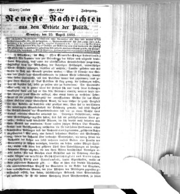 Neueste Nachrichten aus dem Gebiete der Politik (Münchner neueste Nachrichten) Sonntag 25. August 1861