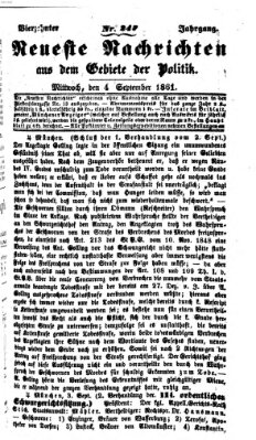 Neueste Nachrichten aus dem Gebiete der Politik (Münchner neueste Nachrichten) Mittwoch 4. September 1861