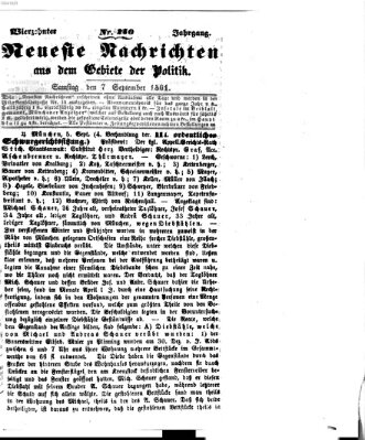 Neueste Nachrichten aus dem Gebiete der Politik (Münchner neueste Nachrichten) Samstag 7. September 1861