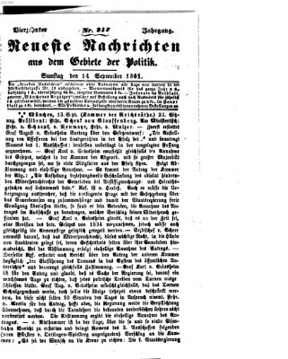 Neueste Nachrichten aus dem Gebiete der Politik (Münchner neueste Nachrichten) Samstag 14. September 1861