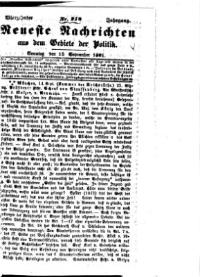 Neueste Nachrichten aus dem Gebiete der Politik (Münchner neueste Nachrichten) Sonntag 15. September 1861