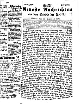 Neueste Nachrichten aus dem Gebiete der Politik (Münchner neueste Nachrichten) Mittwoch 18. September 1861