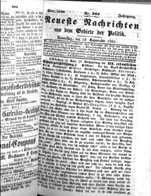 Neueste Nachrichten aus dem Gebiete der Politik (Münchner neueste Nachrichten) Donnerstag 19. September 1861