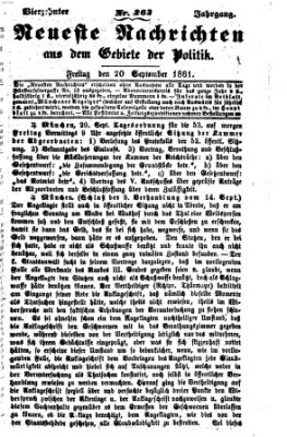 Neueste Nachrichten aus dem Gebiete der Politik (Münchner neueste Nachrichten) Freitag 20. September 1861