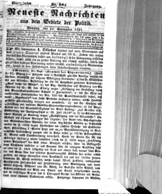 Neueste Nachrichten aus dem Gebiete der Politik (Münchner neueste Nachrichten) Sonntag 22. September 1861