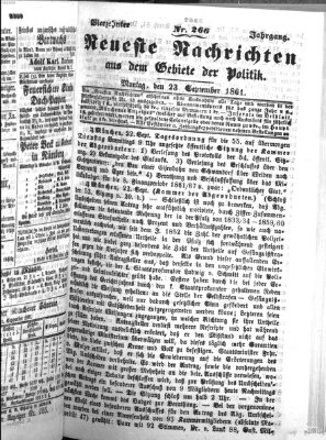 Neueste Nachrichten aus dem Gebiete der Politik (Münchner neueste Nachrichten) Montag 23. September 1861