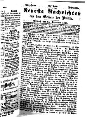 Neueste Nachrichten aus dem Gebiete der Politik (Münchner neueste Nachrichten) Mittwoch 25. September 1861