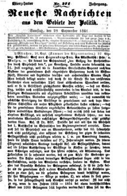 Neueste Nachrichten aus dem Gebiete der Politik (Münchner neueste Nachrichten) Samstag 28. September 1861