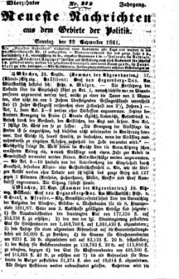 Neueste Nachrichten aus dem Gebiete der Politik (Münchner neueste Nachrichten) Sonntag 29. September 1861