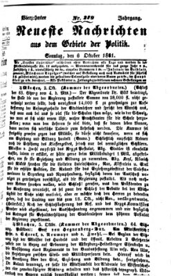 Neueste Nachrichten aus dem Gebiete der Politik (Münchner neueste Nachrichten) Sonntag 6. Oktober 1861