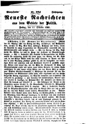 Neueste Nachrichten aus dem Gebiete der Politik (Münchner neueste Nachrichten) Freitag 11. Oktober 1861