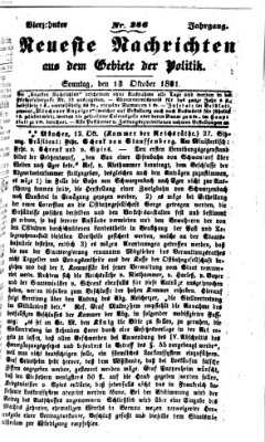 Neueste Nachrichten aus dem Gebiete der Politik (Münchner neueste Nachrichten) Sonntag 13. Oktober 1861