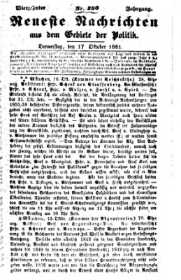 Neueste Nachrichten aus dem Gebiete der Politik (Münchner neueste Nachrichten) Donnerstag 17. Oktober 1861