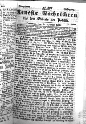 Neueste Nachrichten aus dem Gebiete der Politik (Münchner neueste Nachrichten) Donnerstag 24. Oktober 1861