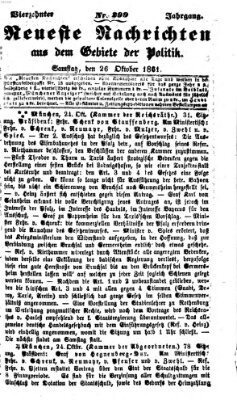 Neueste Nachrichten aus dem Gebiete der Politik (Münchner neueste Nachrichten) Samstag 26. Oktober 1861