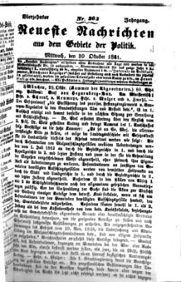 Neueste Nachrichten aus dem Gebiete der Politik (Münchner neueste Nachrichten) Mittwoch 30. Oktober 1861