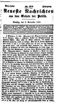 Neueste Nachrichten aus dem Gebiete der Politik (Münchner neueste Nachrichten) Samstag 2. November 1861