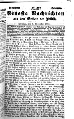 Neueste Nachrichten aus dem Gebiete der Politik (Münchner neueste Nachrichten) Dienstag 5. November 1861