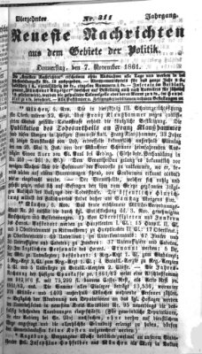 Neueste Nachrichten aus dem Gebiete der Politik (Münchner neueste Nachrichten) Donnerstag 7. November 1861