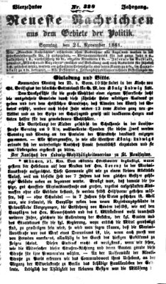 Neueste Nachrichten aus dem Gebiete der Politik (Münchner neueste Nachrichten) Sonntag 24. November 1861