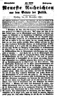 Neueste Nachrichten aus dem Gebiete der Politik (Münchner neueste Nachrichten) Dienstag 26. November 1861