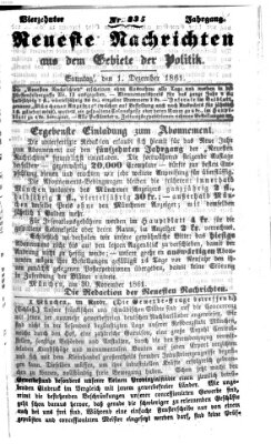 Neueste Nachrichten aus dem Gebiete der Politik (Münchner neueste Nachrichten) Sonntag 1. Dezember 1861