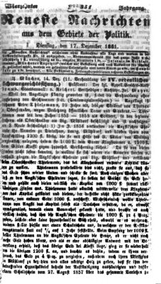 Neueste Nachrichten aus dem Gebiete der Politik (Münchner neueste Nachrichten) Dienstag 17. Dezember 1861