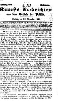 Neueste Nachrichten aus dem Gebiete der Politik (Münchner neueste Nachrichten) Freitag 20. Dezember 1861