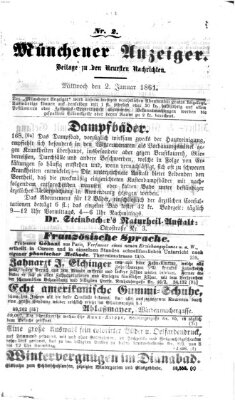 Münchener Anzeiger (Münchner neueste Nachrichten) Mittwoch 2. Januar 1861