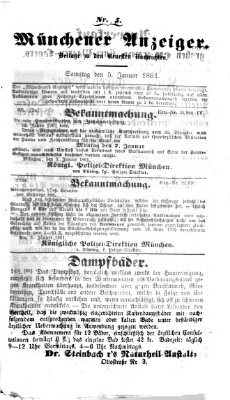 Münchener Anzeiger (Münchner neueste Nachrichten) Samstag 5. Januar 1861