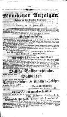 Münchener Anzeiger (Münchner neueste Nachrichten) Sonntag 20. Januar 1861