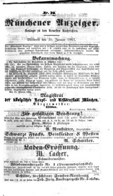 Münchener Anzeiger (Münchner neueste Nachrichten) Mittwoch 30. Januar 1861