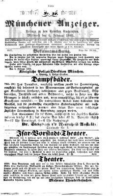 Münchener Anzeiger (Münchner neueste Nachrichten) Mittwoch 6. Februar 1861