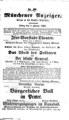 Münchener Anzeiger (Münchner neueste Nachrichten) Freitag 8. Februar 1861