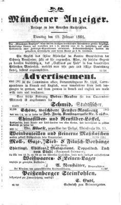 Münchener Anzeiger (Münchner neueste Nachrichten) Dienstag 19. Februar 1861